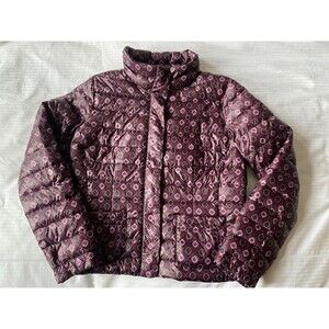 Lands End Purple Paisley Down Puffer Jacket- Small 6-8- Packable & Lightweight!